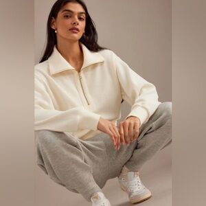 Varley Radford Half-Zip Cord Sweat Pullover Anthropologie Cream Women’s XS
